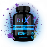 Flacon de capsules DIX Turkesterone, 700 mg, 90 capsules, compléments alimentaires sur fond floral.