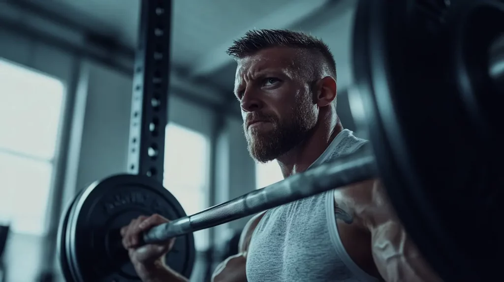 homme qui se prepare a faire un squat